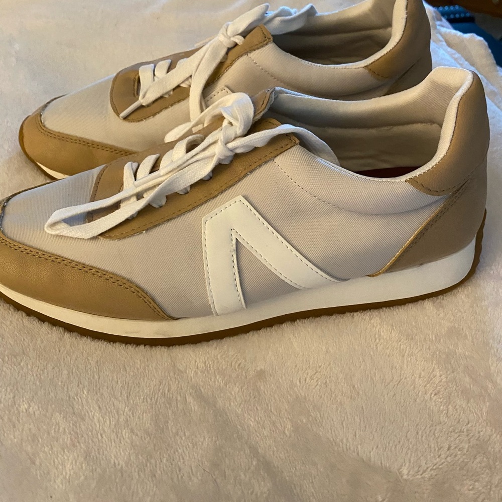 MIA Athletic Tan and White Shoes with Vintage Design  PREPPY BOHO